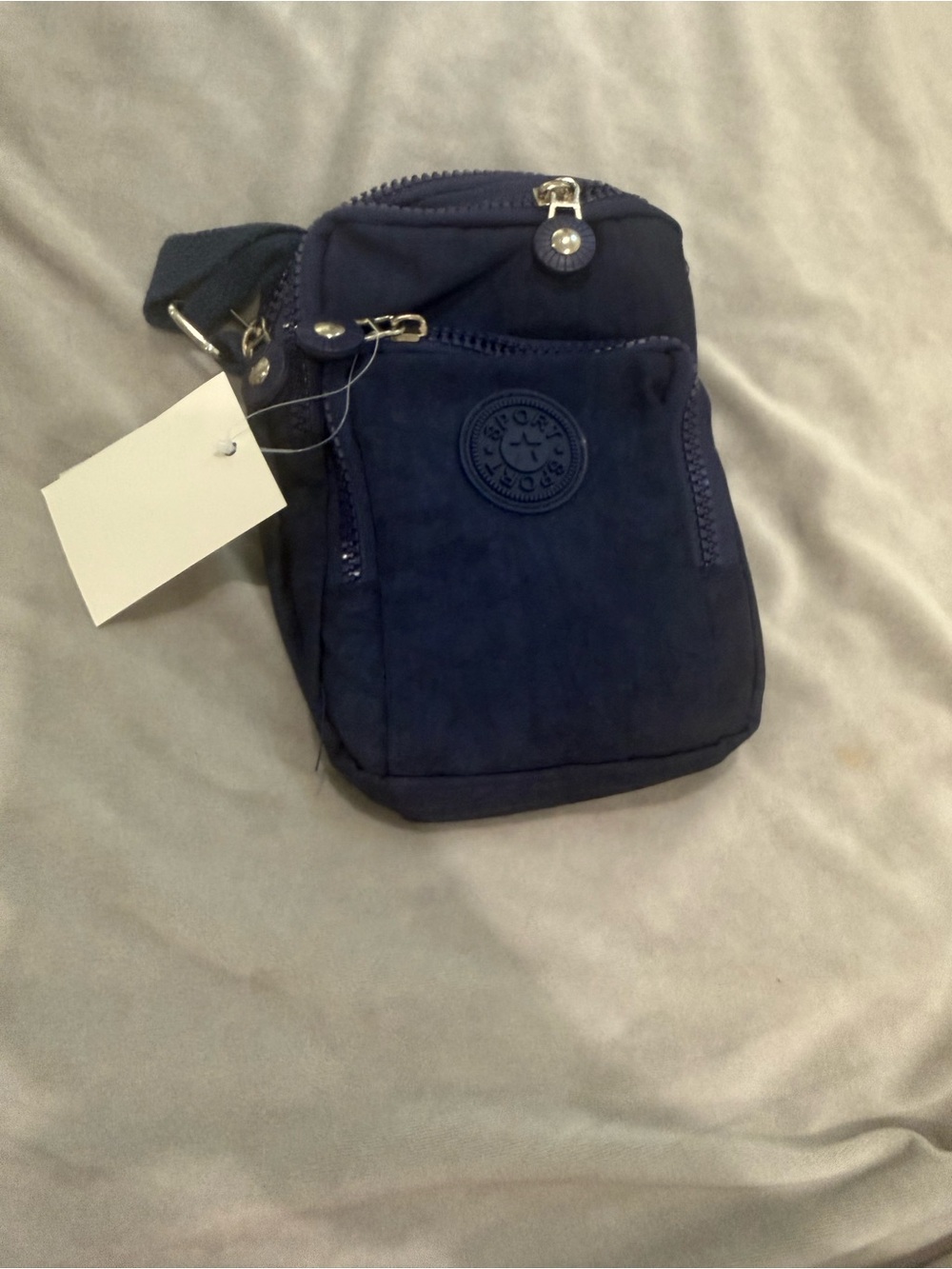 Navy Compact Crossbody Bag with Front Zip Pocket